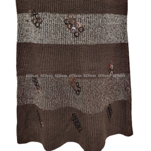 SEQUIN Sleeveless Knit Sweater Dark Brown Dress - One Size Fits Most - Picture 2 of 11
